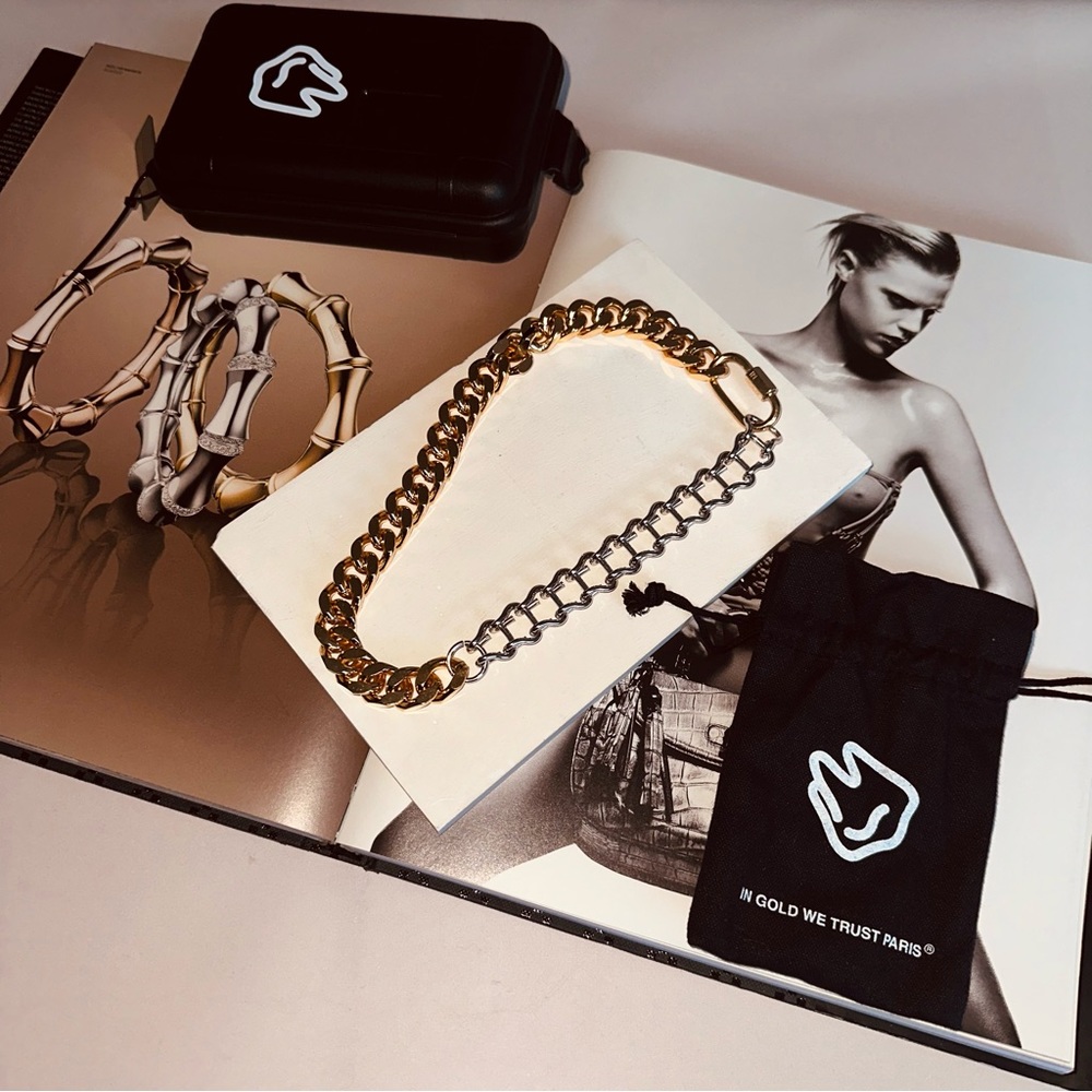 IN GOLD WE TRUST PARIS Gold & Silver Vintage Bold Necklace